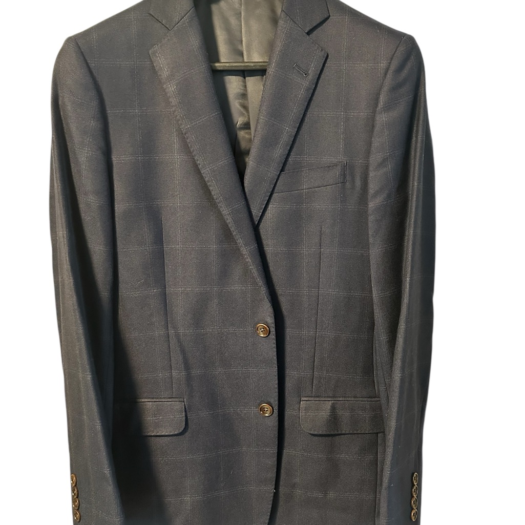 Brooks Brothers Mens 41l Blue Plaid Regent Fit 100% Wool Saxxon 2-Button Jacket